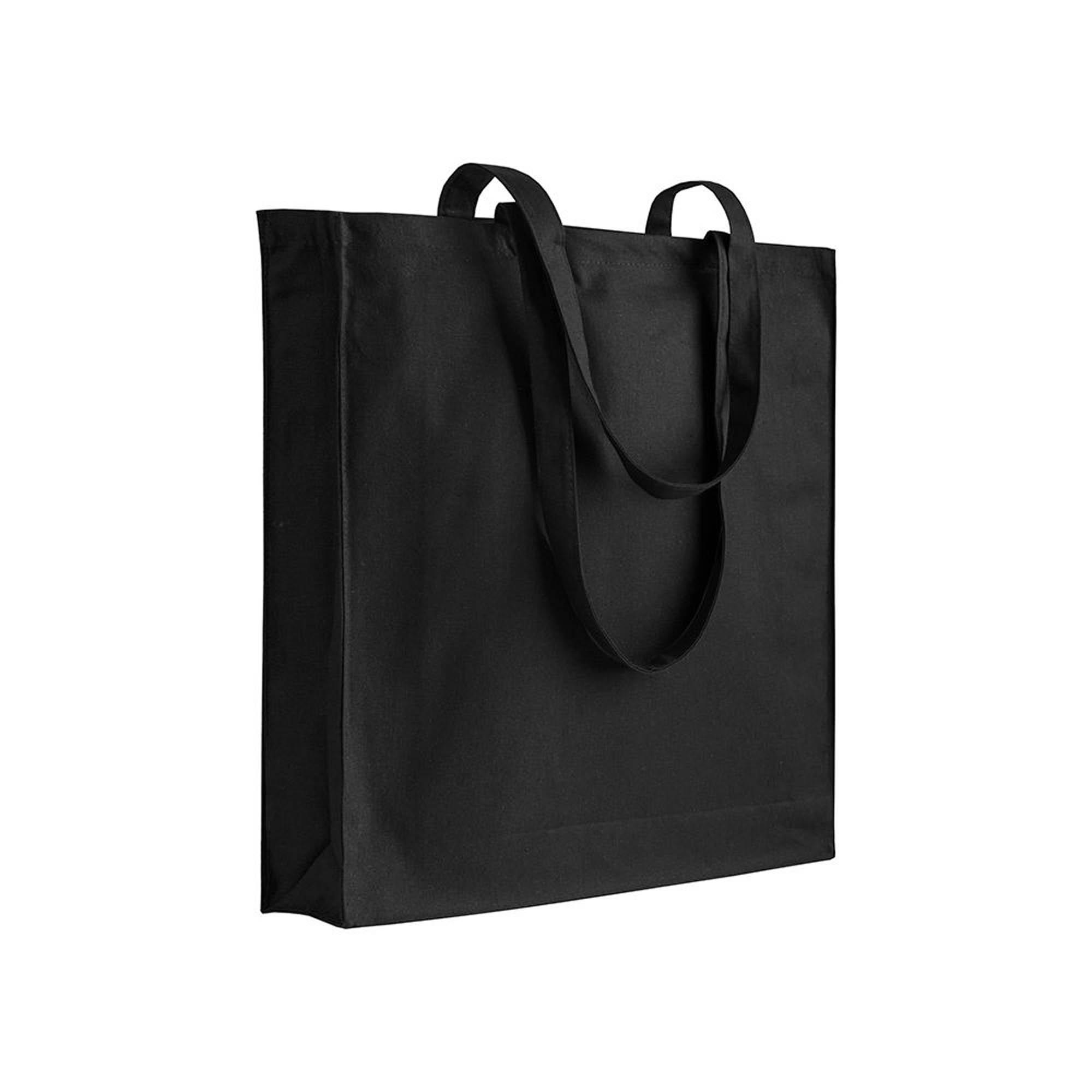 Shopper con soffietto in canvas 280 g/m2, manici lunghi Shopper con soffietto in canvas 280 g/m2, manici lunghi